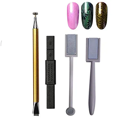 Stück Nagel Magnet Stick Set, Mwoot Magnetstift-Set für Perfekten Katzenaugen Effekt, DIY Nagelkunstwerkzeuge Verwendung mit 3D Magnetic Cat Eye Gel Nagellack 4