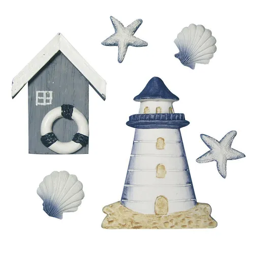 Polyresin-Streuteile: Strandhaus, 2-8 cm, 6 Stück, Maritime Deko