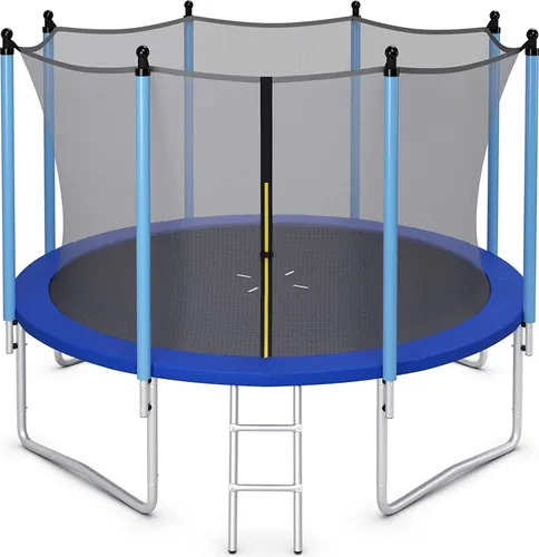 GOPLUS φ305cm Trampolin mit Sicherheitsnetz & Leiter, Gartentrampolin Outdoor-/Hinterhof für Kinder & Erwachsene ab 6 Jahren