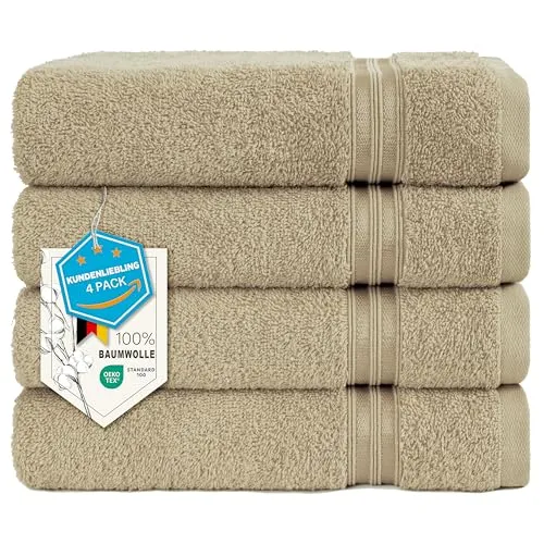 Hammetex 4er Handtuchset – 50x100 cm, 100% Baumwolle, Beige in beige von Hammetex