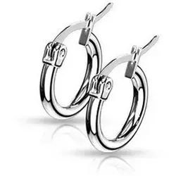 BUNGSA Ohrring-Set Creolen Klassisch schmal Silber aus Edelstahl Damen - 10 mm (1 Paar (2 Stück), 2-tlg), Ohrschmuck Ohrringe silberfarben 10 mm