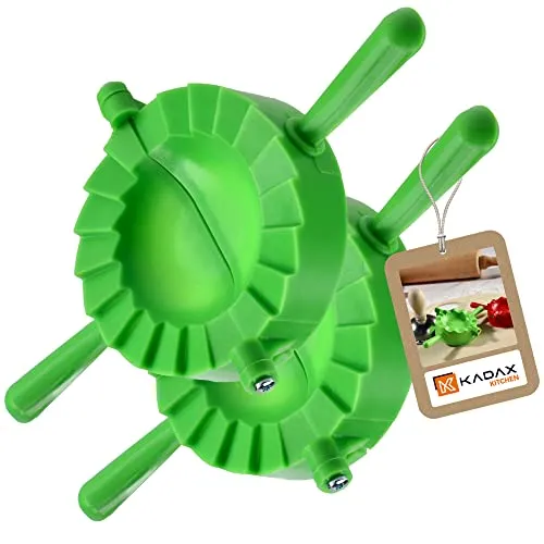 KADAX Teigtaschenformer, Rote/Grüne Form für Teigtaschen und Ravioli, Pierogi-Maker, Knödel Ausstecher, Manuelle Teigpresse, Dumpling Maker Maschine (Grün 2 Stück)