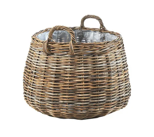 Kobolo Pflanzkübel Pflanzkorb rund - Rattan - Garten-Zubehör mit langlebigem Rattan-Material und hochwertiger Folienauskleidung für optimale Pflanzenpflege. Ideal für stilvolle Garten- und Terrassengestaltung.