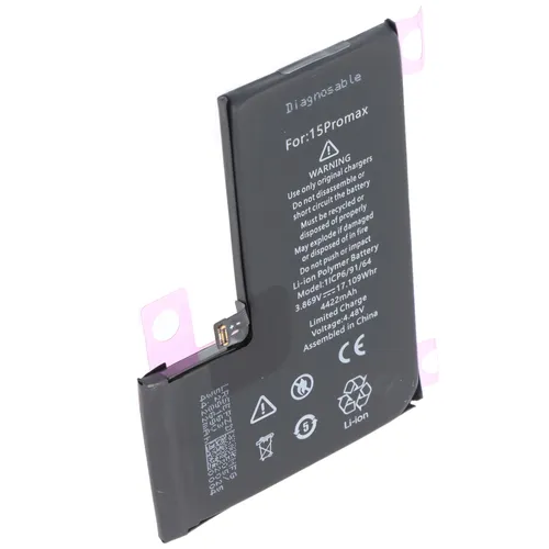 Akku für Apple iPhone 15 Pro Max, Li-Polymer, 4422mAh - Hochwertiger Li-Polymer-Akku mit 4422mAh für zuverlässige Leistung. Kompatibel mit verschiedenen Apple-Modellen, ideal für den schnellen Austausch und die Nutzung ohne Werkzeug.