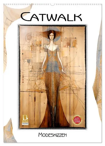 CALVENDO Wandkalender Catwalk - Modeskizzen (Wandkalender 2026 DIN A2 hoch), CALVENDO Monats