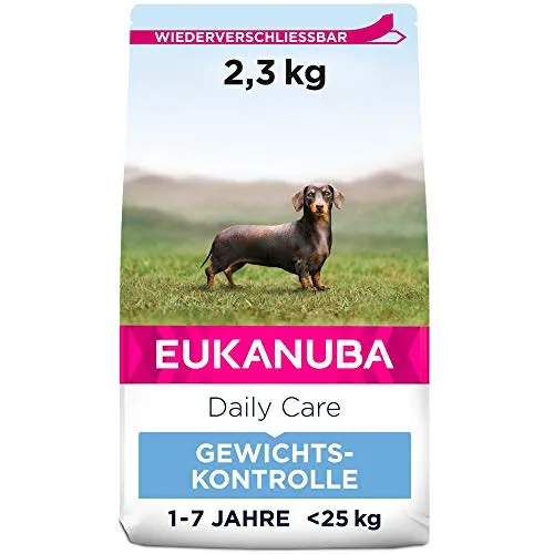 Eukanuba Daily Care Weight Control für kleine & mittelgroße Rassen - Fettarmes Hundefutter zum Gewichtserhalt oder Diät bei Übergewicht, 2,3 kg