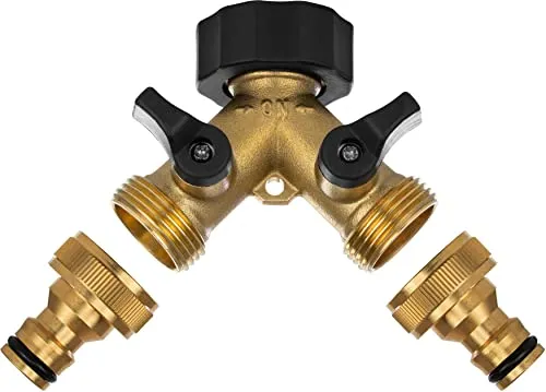 Poppstar 3/4 Zoll Y-Verteiler für Wasserhahn, Waschmaschine, Küche & Garten (2 Auslaufventile einzeln absperrbar)