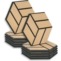 Homestyle4u Hexagon Akustikplatten 30x26 cm – Schallschutz & Wanddekoration - Akustikelemente mit natürlicher Holzstruktur, die störende Geräusche reduzieren und die Klangqualität verbessern – ideal für Büros und Wohnräume.