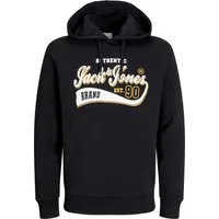 Jack & Jones Hoodie JJELOGO - Baumwollmix in Schwarz - Herren-Sweatjacke aus atmungsaktivem Baumwollmix, ideal für lässige Looks und Komfort im Alltag. Regular Fit mit Kapuze und langärmlig.