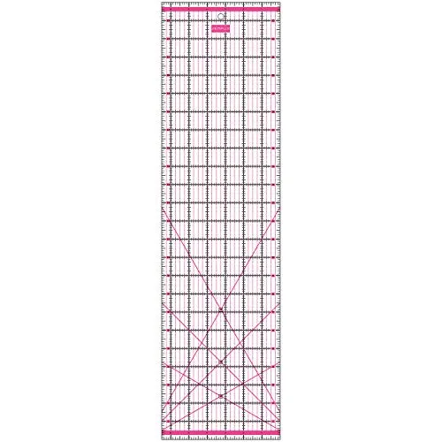SEMPLIX Patchwork-Lineal Quilt-Lineal, transparent, mit Inch-Skala und Winkelfunktionen, ideal für Patchwork und zum Basteln, 24 x 6,5 inch (pink)