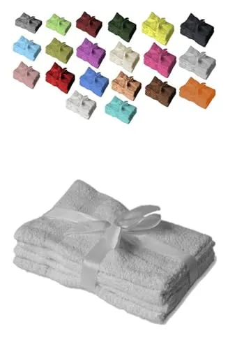 EXKLUSIV HEIMTEXTIL Handtuchserie im Set mit Schleife Marke Handtuch 4er Set 50 x 100 cm Silber