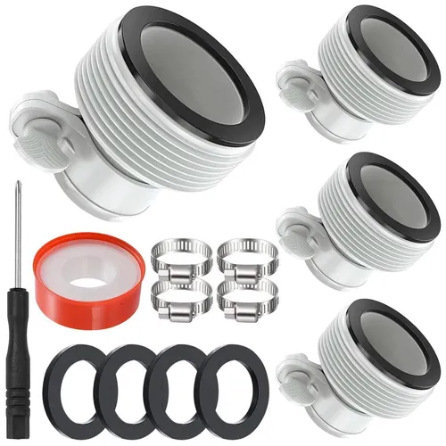 Pool Schlauchadapter 4 Stück für Intex 38mm aus Kunststoff/Edelstahl