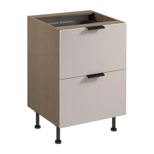 Unterschrank Küchenschrank mit 2 Schubladen in Braun-Beige - Moderner Küchenschrank mit 2 Soft-Close-Schubladen, verstellbaren Füßen und praktischen Maßen. Ideal für die Küche oder das Esszimmer, perfekt zur Aufbewahrung von Besteck und mehr.
