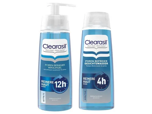 Clearasil Gesichtreinigungs-Set Clearasil Poren Reiniger Waschgel 200ml +Befreier Gesichtswasser 200ml, 2-tlg., Gesichtsreinigungs-Set