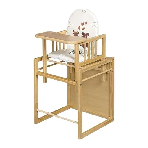 Best for Kids Holzstuhl Victoria Kombihochstuhl - Stuhl-Tisch-Kombination für Kinder ab 7 Monaten, aus robustem Naturholz, leicht umbaubar und ergonomisch für optimalen Sitzkomfort.