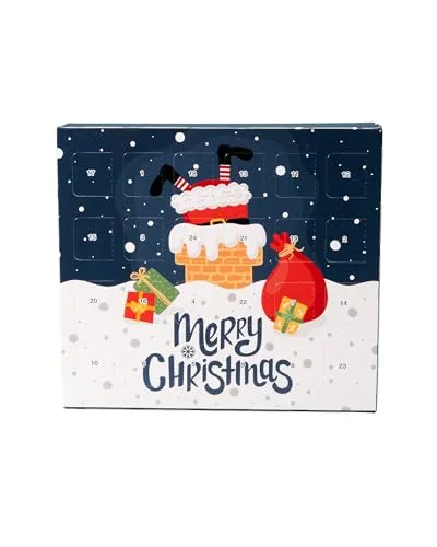 Gummi Bären Land – XS Schokoladen Adventskalender Merry Christmas – Gefüllt mit 24 Brandt Knusperkugeln – Motiv Weihnachtsmann mit Geschenken – Preiswerter Mini Adventskalender