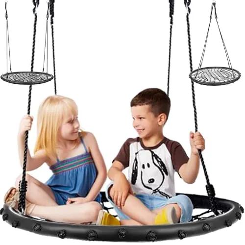 Nestschaukel 150 kg Ø100 cm mit Befestigungsmaterial - Tellerschaukel für Outdoor, ideal für Kinder von 3 bis 16 Jahren, robust und belastbar bis 150 kg für sicheren Spielspaß.