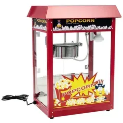 Royal Catering Popcornmaschine 1600 W - Popcornmaker für 5 kg/h - Popcornmaschine für Zuhause, mit Teflonbeschichtung für müheloses Popcornmachen und einem stilvollen roten Design.