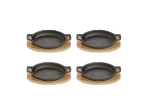 Echtwerk Pfannenset Big, Schwarz, Metall, 4-teilig, 0,25 L, oval, 12x3x18 cm, kratzfest, Kochen, Pfannen, Pfannensets