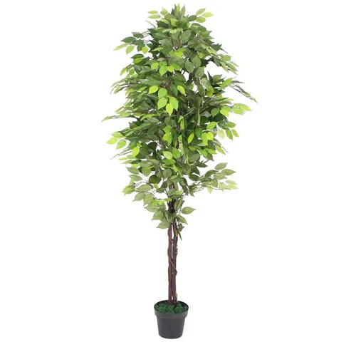 Kunstbaum Ficus 180 cm – Künstliche Pflanze mit Echtholz - Hochwertiger Ficus für stilvolle Dekoration in Büro und Wohnraum. Pflegeleicht und immer frisch, passt er perfekt in jede Umgebung. Höhe: ca. 180 cm, stabiler Zementtopf.