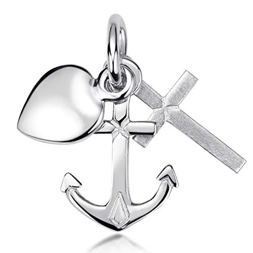 MATERIA 925 Silber Anhänger Glaube Liebe Hoffnung mit Herz Anker Kreuz #KA-13