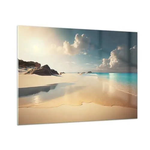 Bilder auf Glas 100x70cm Glasbild Wilder Strand Ozean Rand Groß Wanddeko Bild im Glas Schlafzimmer Küche Deko Wandbilder Dekoration Wohnzimmer Modern Wall Decor Wand Kunstdruck Art GAA100x70-6016