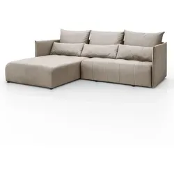 Lookway Ecksofa Beige 246x188 cm - Moderne Wohnlandschaft mit Schlaffunktion und Bettkasten, ideal für gemütliche Abende im Wohnzimmer. Hohe Qualität und freistehendes Design.