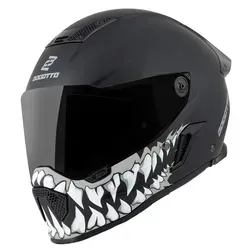 Bogotto Rapto Jaws Helm, schwarz-grau, Größe L - Motorradhelm mit kratzfestem Visier und Pinlock-Vorbereitung für optimale Sicht und Sicherheit auf der Straße.