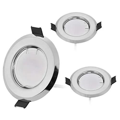 HCFEI 3er Set Flache LED Einbaustrahler ultra flach in Silber-gebürstet mit LED Spot Modul 230V I 3W 300Lumen I Warmweiß 3000K I 120°Abstrahlwinkel I Dimmbar I 55mm Einbauloch I Einbauleuchte rund