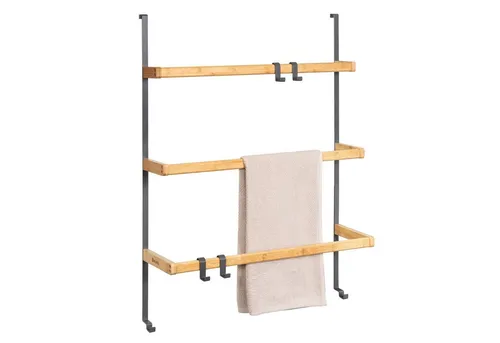 eluno Tür-Hängeregal aus Metall und Bambus in grau von eluno