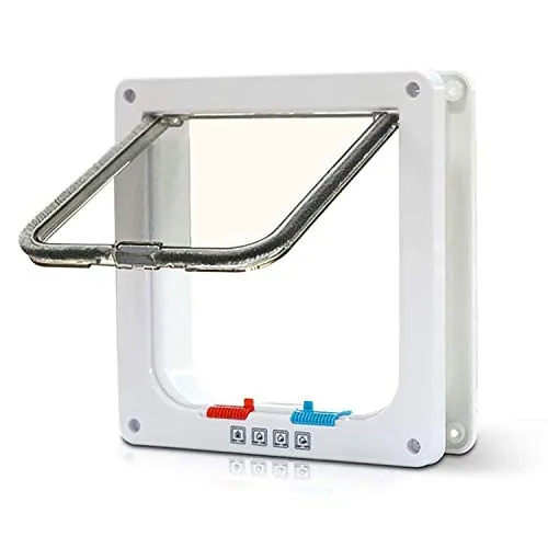 PetsN'all Katzentür Katzenklappe Innentür 4 Wege Magnet-Verschluss, Hundeklappe für Fliegengitter, für Katzen, Hunde Haustierklappe, Leichte Installation mit Teleskoprahmen