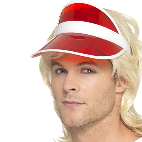 NET TOYS 80er Jahre Schirmmütze Schirmkappe rot Sonnenblende Sonnenvisier Mützenschirm Golf