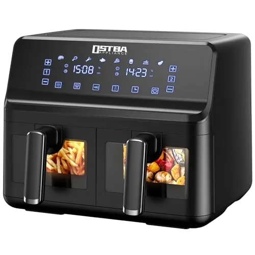 1700W Heißluftfritteuse, 8L Doppelkorb, Touchscreen, 360° Technologie, Schnell & Gesund