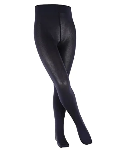 FALKE Unisex Kinder Strumpfhose Cotton Touch K Ti Baumwolle dick einfarbig 1 Stück, Blau Dark Navy 6370, 122-128