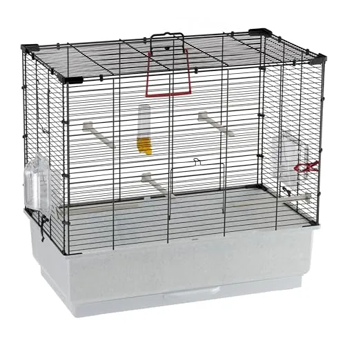Ferplast Vogelkäfig Piano 4 - Kleiner Kanarienvogelkäfig 59 x 33 x H 55 cm, robust mit praktischem Zubehör und einfacher Reinigung