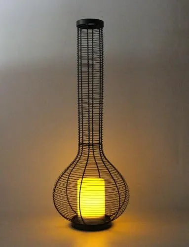 Solar Laterne XXL 75cm Höhe mit LED Kerze Solarlampe Solarleuchte Lampe Gartenleuchte Gartenlampe Solarlaterne Schwarz