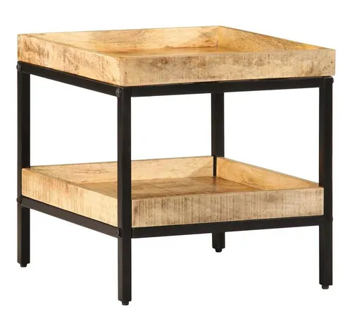 vidaXL Beistelltisch aus massivem Mango-Holz - Stylischer Couchtisch mit 45x45 cm, aus robustem Mango-Holz und schwarzem Metallrahmen. Ideal für kleine Räume, bietet er praktischen Stauraum und passt perfekt in moderne Wohnkonzepte.