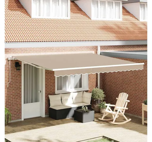 furnicato motorisierte Markise 400 x 350 cm Beige - Elegante motorisierte Markise für stilvollen Sonnenschutz im Außenbereich. Robust mit UV- und wasserabweisenden Eigenschaften, ideal für entspannte Sommertage. Perfekt für Terrassen und Gärten.