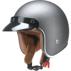 Redbike RB-756 Titanium Jethelm - Silber - XS - Motorradhelm in elegantem Silber mit Chromkantenschutz und Lederimitat-Rändern, ideal für stilbewusste Fahrer. Inklusive integrierter Brillenschlaufe und Micro Ratschenverschluss für optimalen Komfort.