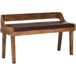 Wohnling Sitzbank aus Echtleder & Massivholz, 108x63x43 cm - Sitzbänke & -truhen, elegante Polsterbank aus Echtleder und massivem Mangoholz, ideal für Flur oder Schlafzimmer, jedes Stück ein handgefertigtes Unikat.