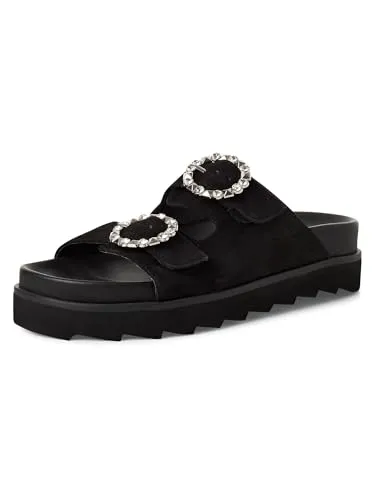 Tamaris Damen Fußbett Pantolette Leder flach, schwarz, 42 EU - Ergonomisch geformtes Fußbett für hohen Tragekomfort und entspannte Schritte. Stilvolles Design, das vielseitig kombinierbar ist. Pflegeleichtes Innenmaterial sorgt für Langlebigkeit. Einfacher Einstieg ohne Verschluss für mehr Bequemlichkeit.