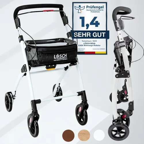 Lösch Reha Rollator Casa Soft schmal für Wohnung & Innenbereich Weiß