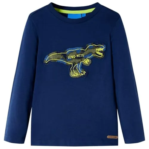 Kinder-Langarmshirt mit Dinosaurier Pullover Sweatshirt T-Shirt Marineblau 128