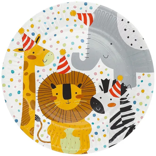 Teller Safari Party Wilde Tiere 8 Stück Ø 23 cm Kindergeburtstag Tisch-Deko