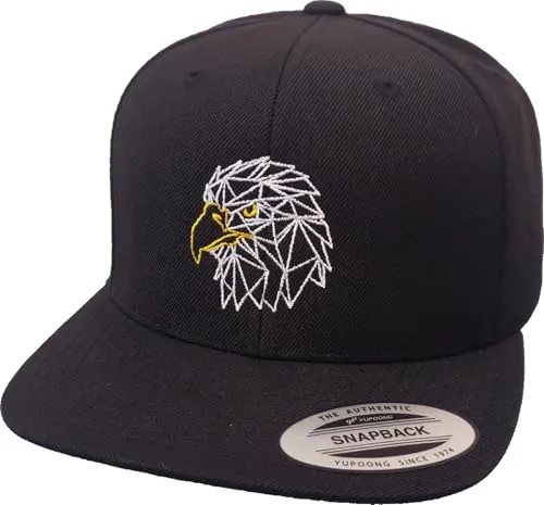 Baddery Cap Flexfit Snapback : USA Adler- Eagle Kappe Herren & Damen (One Size - Schwarz)