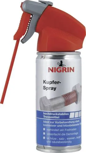 Nigrin RepairTec 72244 Kupferspray 100ml - Hochdruckstabiles Trennmittel für korrosive und hitzebelastete Teile. Ideal zur Vereinfachung der Demontage und beständig bis über 1.000°C. Perfekt für den professionellen Einsatz.