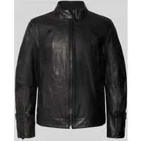 G-Star Raw Bikerjacke aus Schafsleder mit Stehkragen in Black, Größe XL