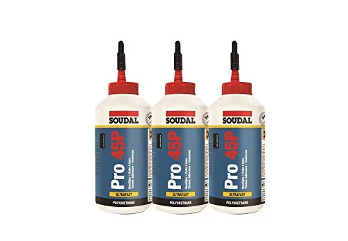3x Soudal Holzleim Pro 45P PU-Leim wasserfest Polyurethanleim Leim D4 750ml