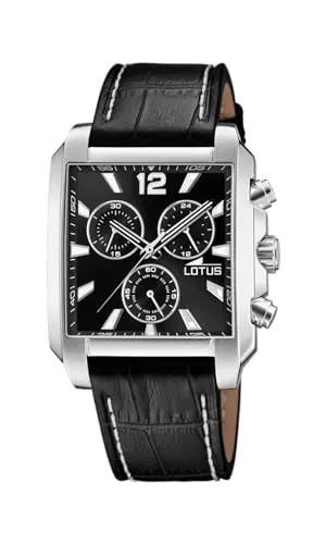 Lotus Herren Chronograph 18851/4 - Armbanduhren für Herren mit elegantem schwarzen Lederarmband und 10 bar Wasserdichtigkeit – ideal zum Schwimmen und Schnorcheln.