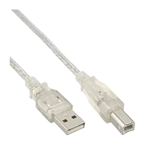 InLine 34510T USB 2.0 Kabel, A an B, transparent, 1m